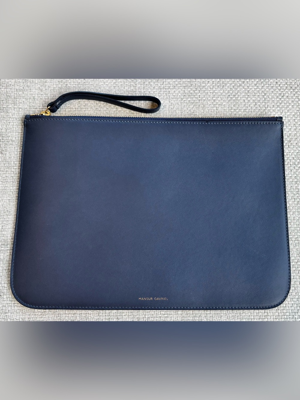 Mansur Gavriel Blue Leather Pouch Wwith Strap